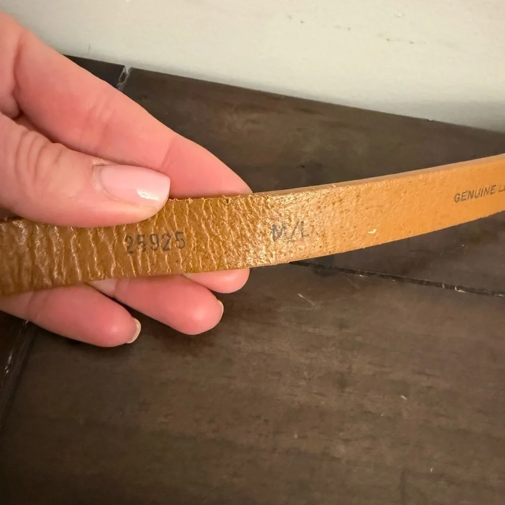 Chico’s Genuine Leather Belt M/L Made in Canada Boho Western Statement Buckle